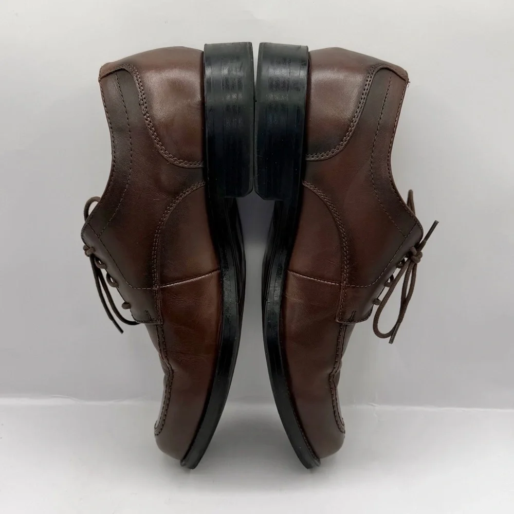 GH Bass Mens Stuart Brown Leather 3 Eye Lace Up Oxford Dress Shoes Size 10.5 M